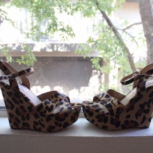 Leopard print wedges