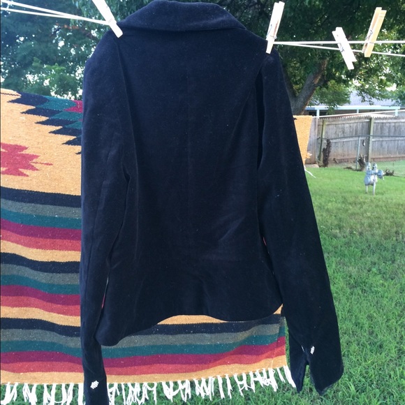 Black velvet fitted blazer - Picture 3 of 4