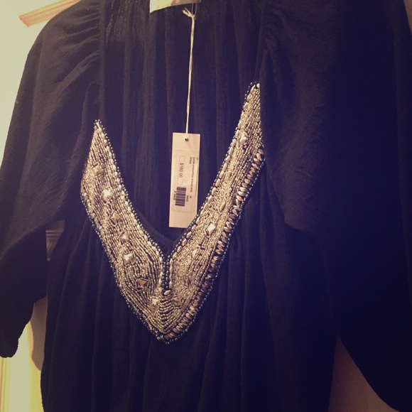 Black Beaded-Trim Top