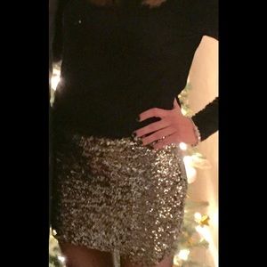 Silver sequin mini skirt