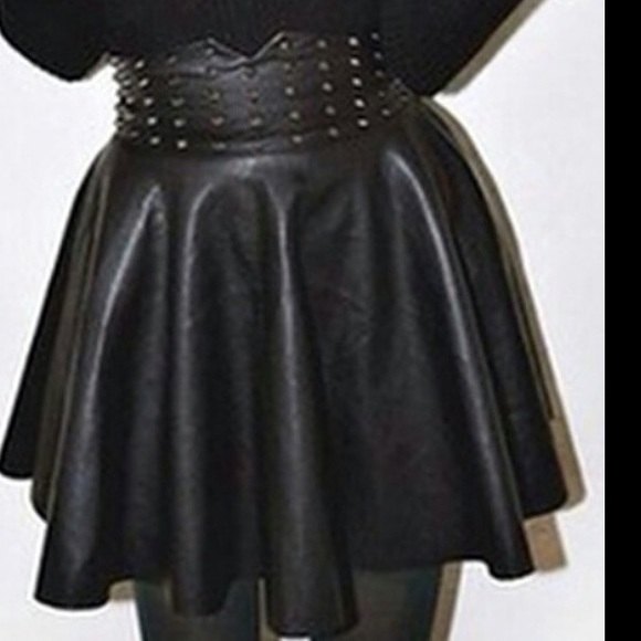 Hi Waist Faux Leather Skirt