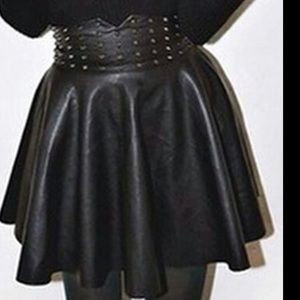 Hi Waist Faux Leather Skirt