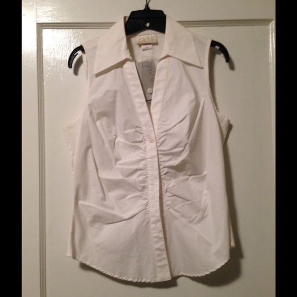 White sleeveless top