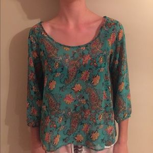 Turquoise Paisley silk blouse