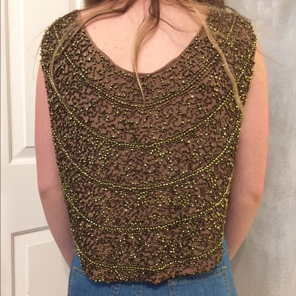 Hand beaded gold and bronze crop - Picture 3 of 3