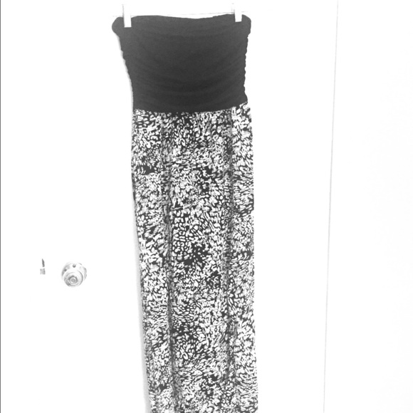 Aqua black and white maxi dress