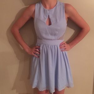Baby blue lace back dress