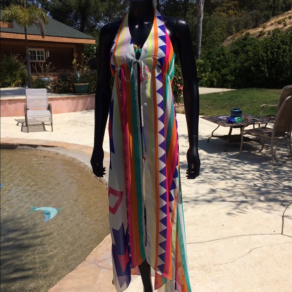 Francesca’s Tie Front Colorful Beach Cover Up - Picture 3 of 8