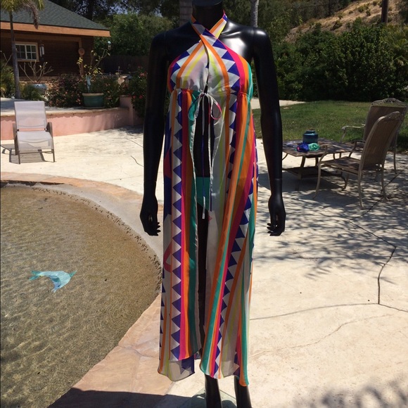 Francesca’s Tie Front Colorful Beach Cover Up - Picture 4 of 8