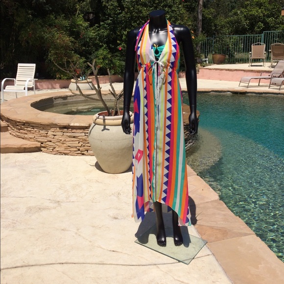 Francesca’s Tie Front Colorful Beach Cover Up - Picture 8 of 8