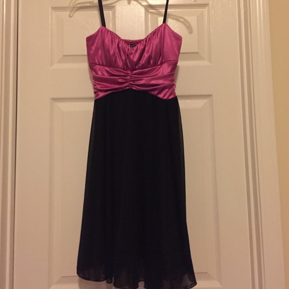 Pink and black above knee dress