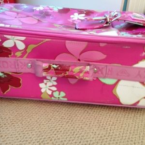 Roxy Brand pink tropical pattern suitcase