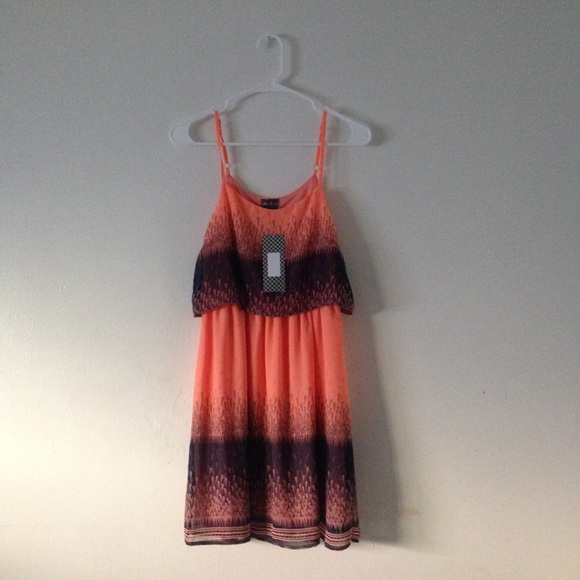 Coral/navy blue flowy dress