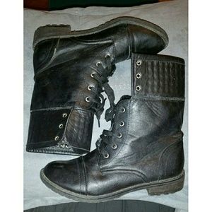 Leather Studded Reversible Combat Boots