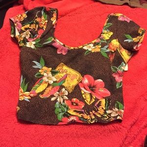 Crop top floral print !!