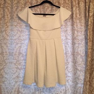 Asos white ruffle off shoulder skater dress