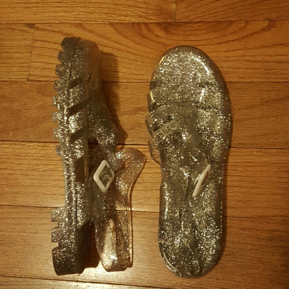 JuJu Silver Glitter Jelly Close-toed Sandals