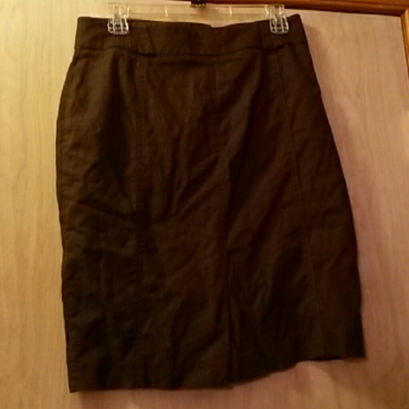 Sold! Chocolate brown linen pencil skirt w/ pockets - Picture 2 of 4