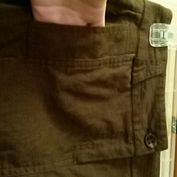 Sold! Chocolate brown linen pencil skirt w/ pockets - Picture 4 of 4