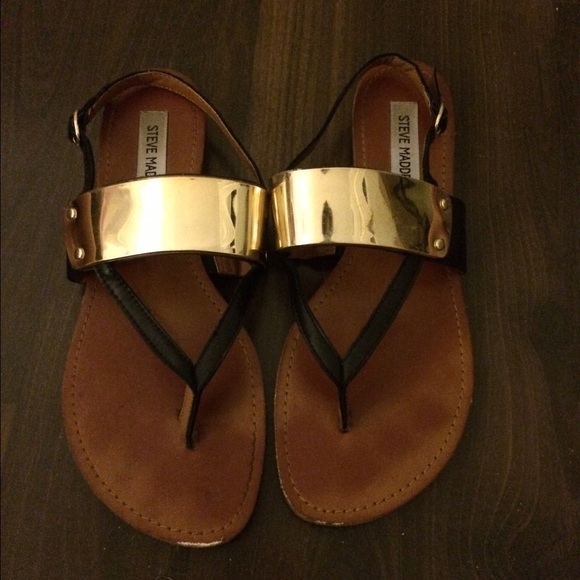Black and gold Steve Madden sandals