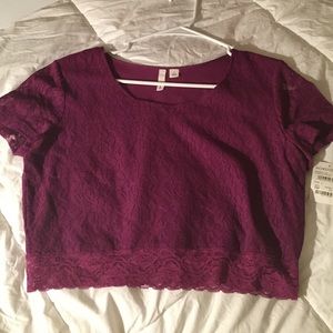 Plum lace crop top