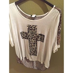 Cross leopard top