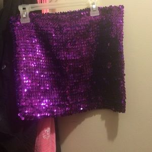 Purple sequined tube top/ skirt