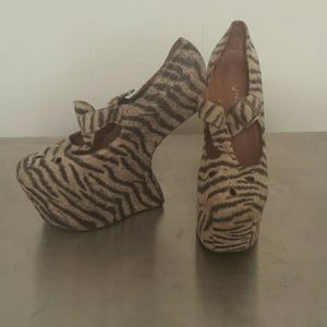 Jeffrey Campbell Zebra Print Wedge Heels