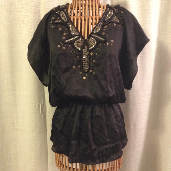 LAST CHANCE! Boho Bead Embellished Peasant Blouse