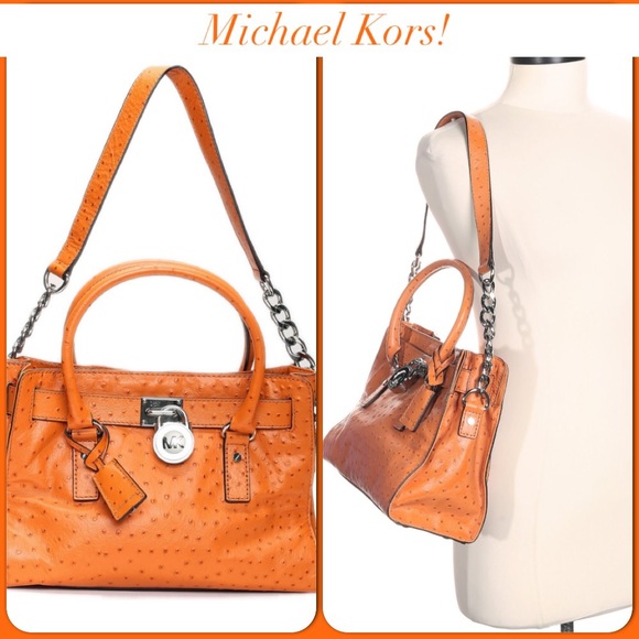 Michael Kors Handbags - 💥NWOT Orange Ostrich Leather Michael Kors Bag💥