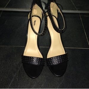 Black leather studded heels