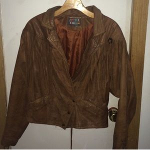 Brown fringe leather jacket
