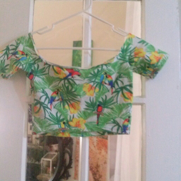 American Apparel Off the Shoulder Crop Top - Picture 2 of 3