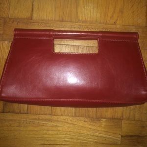 Red leather clutch