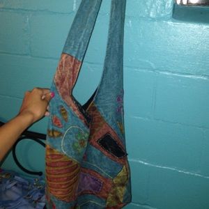 Hippie flower side bag large