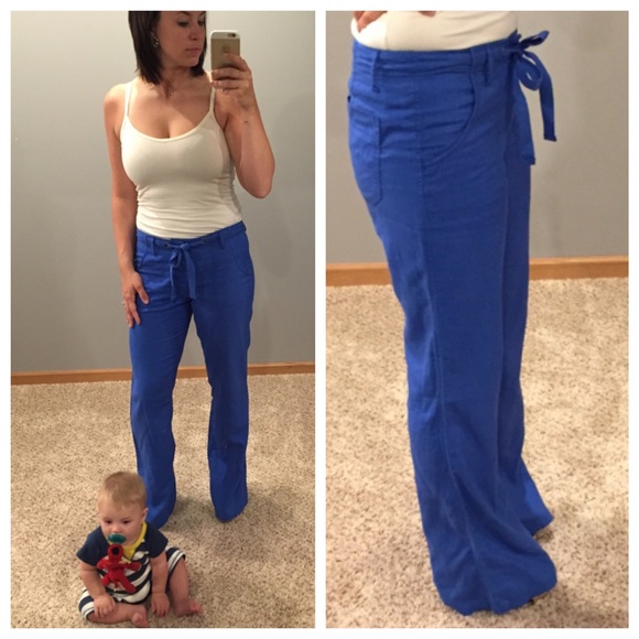 •Cobalt Blue Linen Pants• Free shipping today! - Picture 2 of 4