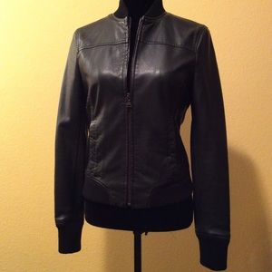 Faux Leather Bomber Jacket