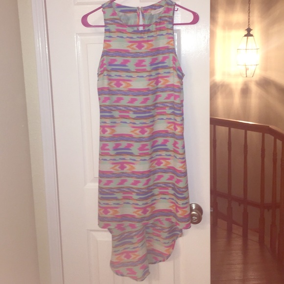 Aztec print high low dress