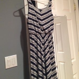 Gray and navy blue striped maxi dress from gap