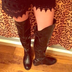 Sexy faux leather thigh highs