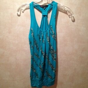 Teal sequin racerback tank