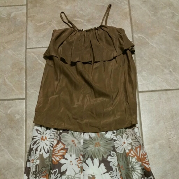 Golden brown spaghetti strap top