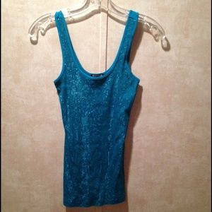 Teal sequin tank top