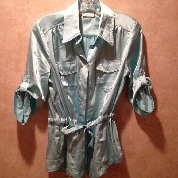 Aqua blue satin top