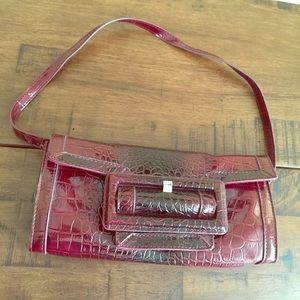 White House Blk Mkt red snakeskin purse/clutch