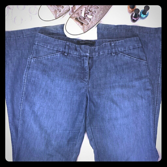 Express Blue Stretch Editor Fit Wide Leg Jeans