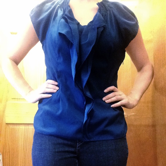 Dark Blue Express Ruffle Dress Shirt - Picture 3 of 3