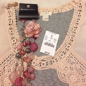 Grey and Pink Sparkling Beaded Necklace