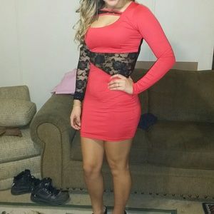 Red lace dresss