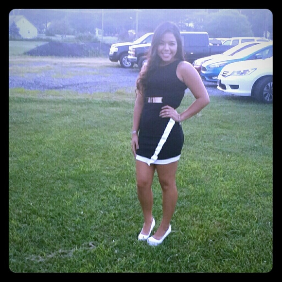 Black and white short dress